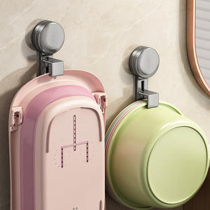 Support mural réglable à ventouse pour salle de bain et balcon, design rectangulaire à crochet unique - Product Image 4