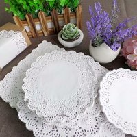 Napperons ronds en papier colorés à motif de fleurs de roses, napperons de table en dentelle, sets de table décoratifs blancs, 100 pièces