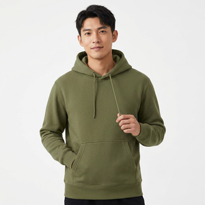 เสื้อสเวตเชิ้ตมีฮู้ดสีเขียวมะกอกสำหรับผู้ชาย ทรงปกติ ผ้าฝ้ายฟลีซ สวมใส่สบายๆ สำหรับฤดูใบไม้ร่วง - Product Image 1