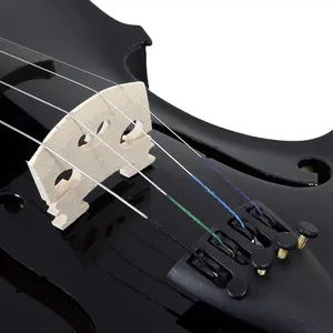 Violín Acústico Negro 4/4-1/8 para Estudiantes Principiantes con Arco Redondo, Puente y Estuche Triangular <span class=keywords><strong>de</strong></span> Espuma - Product Image 2