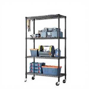 Étagère de rangement en fil métallique robuste de haute qualité, moderne, à 5 niveaux, avec espace utilisable réglable, étagères en métal de type bambou - Product Image 3