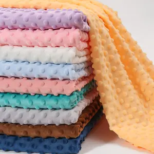 1.65*280 g/m bebek kundak battaniye oyuncaklar kumaş süper yumuşak poli kabartmalı 100% Polyester sarılın kabarcık Minky nokta peluş kumaş