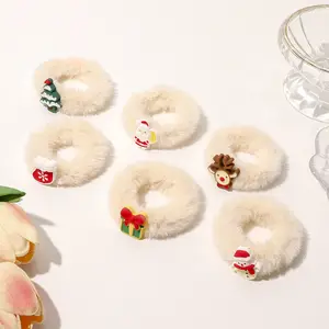 Bandas elásticas para el pelo de invierno para mujer, Feliz Navidad, regalo de fiesta para niña, cinta para el pelo mullida de felpa suave