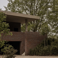 Diseño de Interiores de Villa Minimalista Moderna con Ladrillos Rojos, Plano Arquitectónico y Renderizado 3D, Consulta Profunda