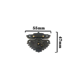 Serrure de meuble vintage en alliage de zinc bronze 86x75mm, fermoir sans clé pour emballage de boîte en bois - Product Image 2