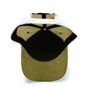 Gorra de béisbol de pana personalizada de 5 paneles con visera en A, bicolor, con cierre snapback y logotipo bordado - Product Image 4