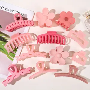 Mollette per capelli in stile estate rosa con disegni per capelli a forma di fiore e mollette con artiglio rettangolare per ragazze