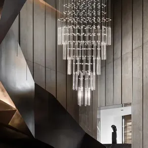 Luminária suspensa de cristal grande, lustre de gota de chuva personalizável, moderno, para banquete nórdico, hotel e lobby