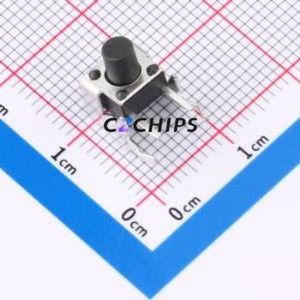 TC-1102N-C-EL-B Tactile Switch Bent Lead Through Hole,6x6mm Switch Single Pole Single Throw Round Button 2.6N Right Angle Insert - Product Image 1