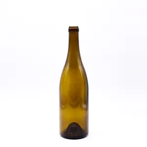 Botol kaca penanganan permukaan cap panas pemasok kustom botol kaca minuman keras anggur merah botol anggur Bordeaux bening kosong
