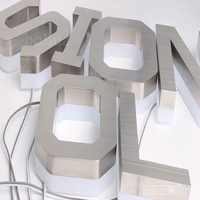 Lettres de l'alphabet en acrylique rétroéclairé en acier inoxydable 3D avec éclairage LED personnalisé pour la publicité extérieure