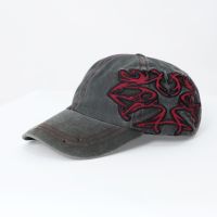 Gorra de Béisbol Unisex de Algodón Lavado y Desgastado con Bordado, Estilo Vintage Punk, Decoración de Ojales Metálicos Suaves y Contraste
