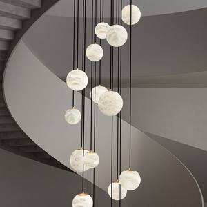 HFBH Maeva Lustre Rond Escalier Lustre Lumières Avec Plusieurs Pendentifs Support Personnalisé - Product Image 5