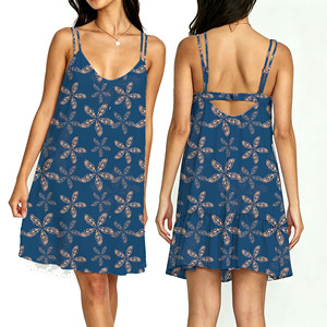 Nuovo Arrivo: Abito Casual <span class=keywords><strong>da</strong></span> Donna con Stampa Floreale Hawaiana, Senza Maniche, Doppia Spallina Sottile in Tessuto di Seta Lattiginosa - Product Image 1