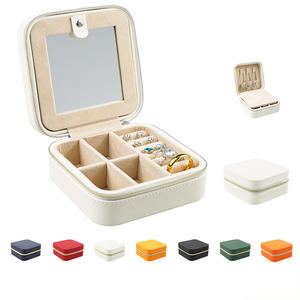 Custom Luxury Travel Portable Small Earring Ring Jewelry box Jewellery White Pu Leather Organizer Storage Packaging Box