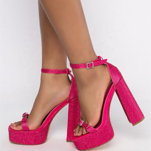 Belle scarpe con tacco alto con strass Bling fibbia alla moda cinturino alla caviglia <span class=keywords><strong>sandali</strong></span> Sexy da <span class=keywords><strong>donna</strong></span> piattaforma spessa rosa taglia <span class=keywords><strong>43</strong></span> - Product Image 4