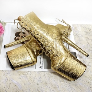 Bottes de danse sur barre pour femmes, style mode, à talons, avec boucle, plateforme et bout ouvert, 20 cm - Product Image 1