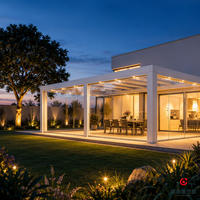 Véranda moderne personnalisée en verre trempé avec éclairage LED sur le bord, pour jardin, patio, cour, maison, villa, OEM ODM