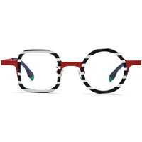 185886 Monture de lunettes optiques tendance en titane patchwork, monture complète ronde unisexe pour myopie avec verres anti-lumière bleue