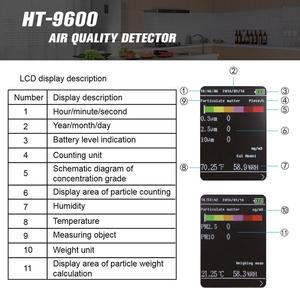 เครื่องวัดอนุภาค HTI รุ่น HT-9600 เครื่องตรวจจับ PM2.5 / PM10 เครื่องตรวจสอบมลพิษทางอากาศ เครื่องตรวจสอบฝุ่นละออง เครื่องตรวจสอบคุณภาพอากาศ การทดสอบคุณภาพอากาศ - Product Image 4