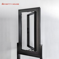 NFRC American impermeable doble acristalamiento vidrio templado aluminio toldo ventana abatible ventanas de aluminio con pantalla