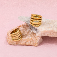 Fenny 18K Vergoldeter Großhandelsring, Wasserfest & Nicht Verblassend, Einfacher Klassischer Klobiger Mehrschichtiger Breiter Edelstahlring, Trendiger Schmuck für Frauen
