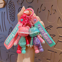 Offre Spéciale Cool ours PVC peluche porte-clés voiture pendentif couleur-bloc exquis Couple sac ornement petit poids léger cadeau mousqueton