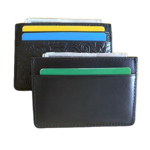 Portacarte Sottile in Pelle Conciata al Vegetale con Leone Goffrato, Portafoglio Nero in Vera Pelle Stile Giapponese - Product Image 6