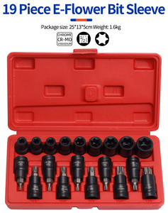 Ensemble d'outils ménagers en aluminium durable de 1/2in Embout E-Torx externe à impact profond avec douille en étoile et poignée comprenant un étui rigide - Product Image 6
