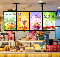 Boîtes lumineuses publicitaires LED suspendues au plafond, avec cadre en aluminium fin, pour la présentation des menus dans les restaurants et les cafés