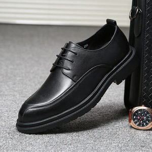 Zapatos de cuero artesanales de alta calidad y a la moda, zapatos de cuero cepillado estilo británico, zapatos de cuero para negocios, oficina y uso casual. - Product Image 3