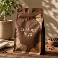Sacs d'emballage pour grains de café mats imprimés sur mesure de 1 lb, sacs d'emballage réutilisables en aluminium à soufflet vertical de 1 kg et 1 lb