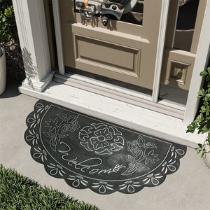 Alfombra de Entrada de Estilo Europeo Clásico, Alfombra de Bienvenida de PVC Antideslizante con Diseño Floral para la Entrada del Hogar - Product Image 4