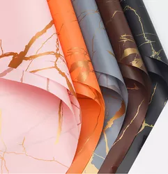 Flower Wrapping <strong>Paper</strong> Gold Marble <strong>Texture</strong> Waterproof Bouquet Wrapping <strong>Paper</strong> Wholesale - Product Image 2