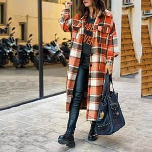 Abrigo largo personalizado para <span class=keywords><strong>mujer</strong></span>, gabardina a cuadros de lana a la moda, chaqueta, <span class=keywords><strong>ropa</strong></span> de <span class=keywords><strong>otoño</strong></span> e <span class=keywords><strong>invierno</strong></span>, abrigos para <span class=keywords><strong>mujer</strong></span> <span class=keywords><strong>2022</strong></span> - Product Image 2