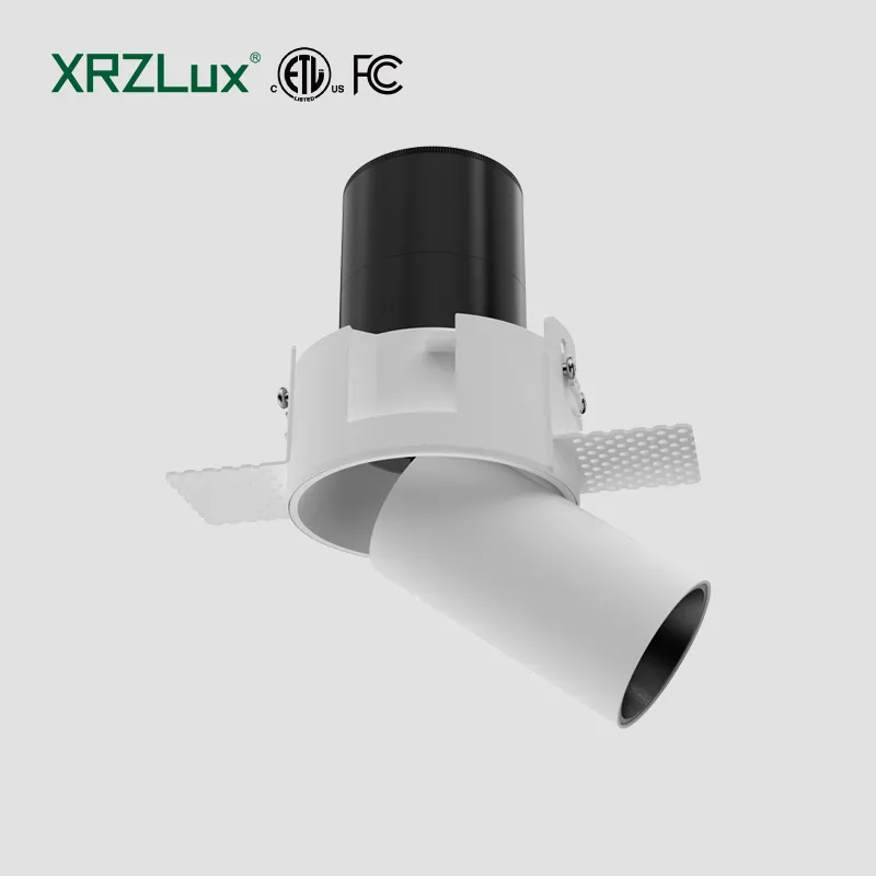 XRZLux ETL lampu sorot dinding, lampu sorot tersembunyi COB Downlight 10W dapat disesuaikan dapat diredupkan, aluminium anti-silau