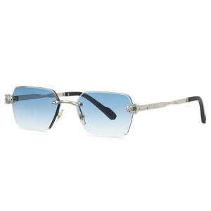 LBASHADES 2519 Gafas de Sol Poligonales sin Marco con Logotipo Personalizado al por Mayor, Lentes Marrones de Lujo, Montura Metálica, Listas para Enviar - Product Image 5