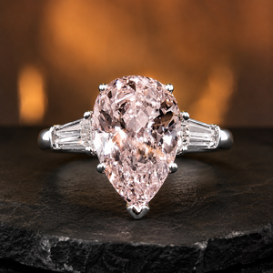 Anello con zircone a forma di pera rosa per donna, elegante gioiello da dito per matrimoni e feste - Product Image 4