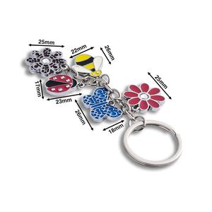 Llavero de metal con esmalte suave y dijes de mariposa, abeja y mariquita con diseño floral 2D, personalizado con logotipo de marca - Product Image 4