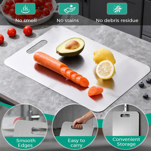 <span class=keywords><strong>Set</strong></span> di 3 Taglieri in Titanio Puro al 100% a Doppia Faccia, Non Tossici, Igienici, in Acciaio Inossidabile per Cucina e Campeggio - Product Image 4