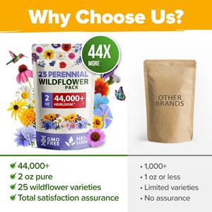 25 نوعا من بذور الزهور البرية المعمرة مزيج حديقة جذابة في الهواء الطلق شنقا الزهور للطيور الفراشات المزارعون الأرض - Product Image 2