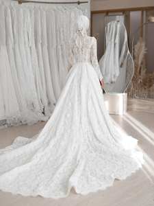 Vestidos de Novia de Lujo Sharon Said SW529, Color Blanco Nude, Encaje, Cuello Alto, Estilo Sirena, Vestidos de Fiesta para Mujer 2026, Vestidos de Novia - Product Image 6