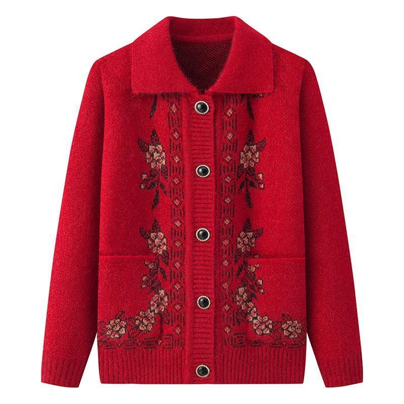 Nuovo arrivo bavero vestiti invernali per anziani nonna maglione - Main Image