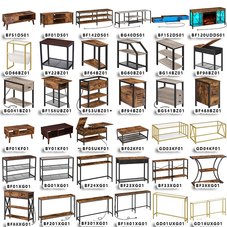 Wholesale Custom Design Industrial Style Home Furniture OEM Rustic Brown Wood and Metal Furniture