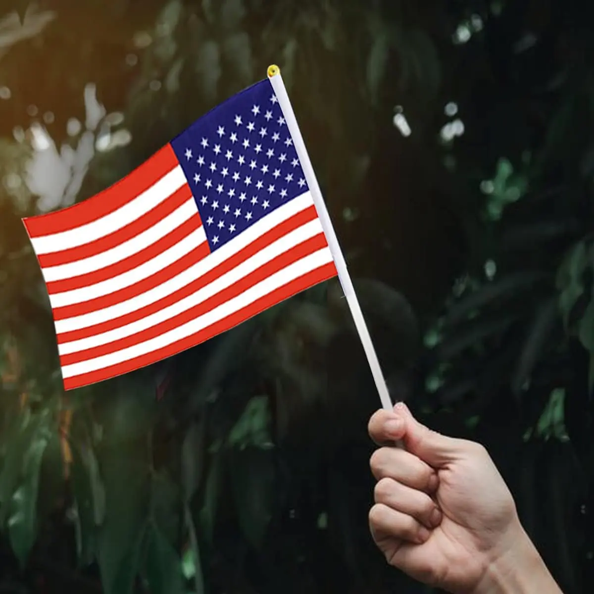 Heyuan Bandeira personalizada com mastro de bandeira americana dos EUA, bandeira promocional estilo mini bandeiras do Reino Unido com mastro de bandeira