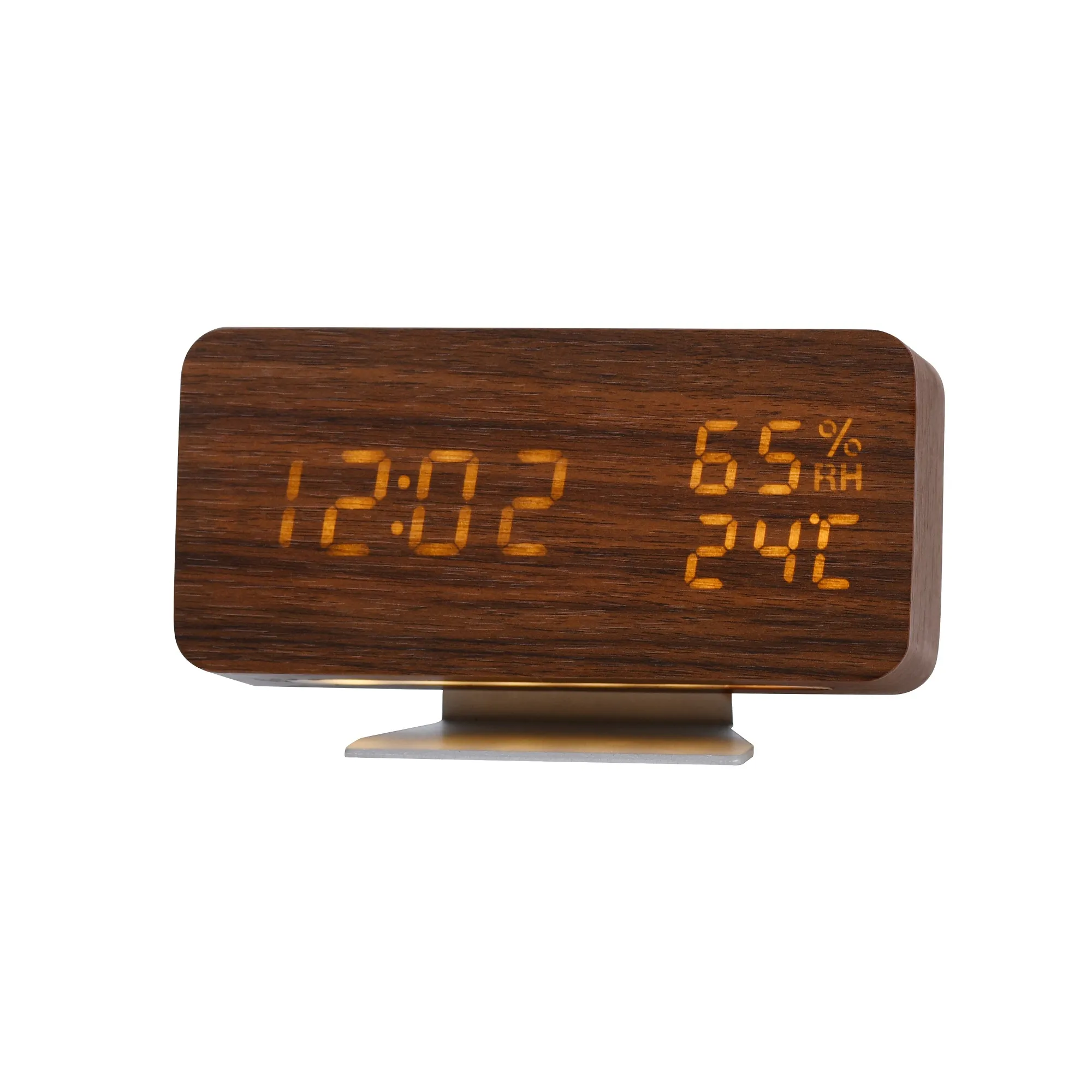 Di legno Sveglia Orologio di Legno Orologio Digitale A LED di Funzione di Controllo del Suono, della Data di Tempo, Visualizzazione della Temperatura per la Camera Da Letto di Office Home