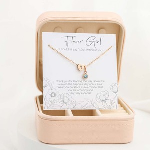 Collana con Ciondolo a Cuore Piccolo 'Grazie' Inciso con Lettera e Charm con Pietra Portafortuna, Regalo Personalizzato per Bambina - Product Image 3