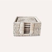 Lot de 6 sous-verres carrés vintage personnalisés en rotin naturel du Vietnam, de haute qualité, écologiques et durables, pour verres à vin et aliments