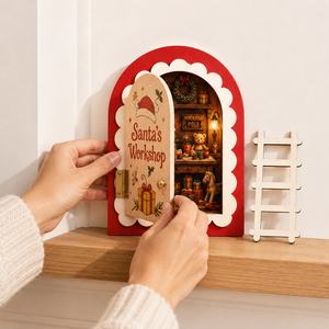 Christmas <b>Wooden</b> Magic fairy Door, Elf Mouse Miniature Door Table, fairy with <b>Ladder</b>, Tooth fairy Door Decoration Gift - Product Image 4