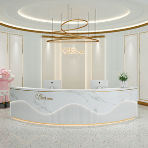 Hiện đại nhỏ đơn giản checkstand thu ngân MDF bảng salon Thanh toán truy cập văn phòng đồ nội thất cong bàn tiếp tân - Product Image 2